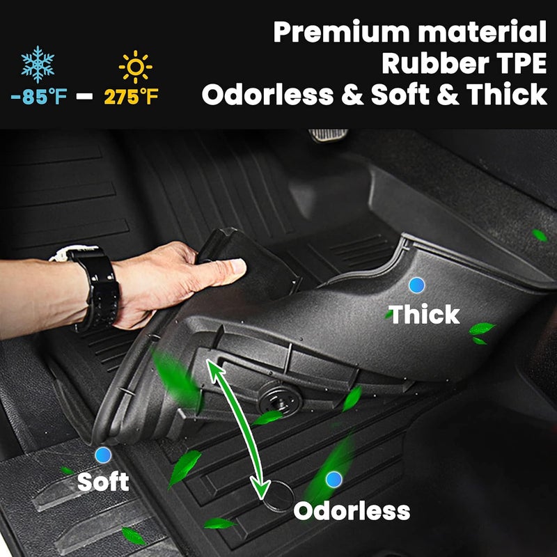 AUXKO All Weather Floor Mats Cargo Mat with Backrest Mat for Kia Telluride 7&8 Seats 2020-2025 TPE Liners Accessories Guard Odorless Anti-Slip Floor Liners & Trunk Liner with Back Seat Protectors - Image 2